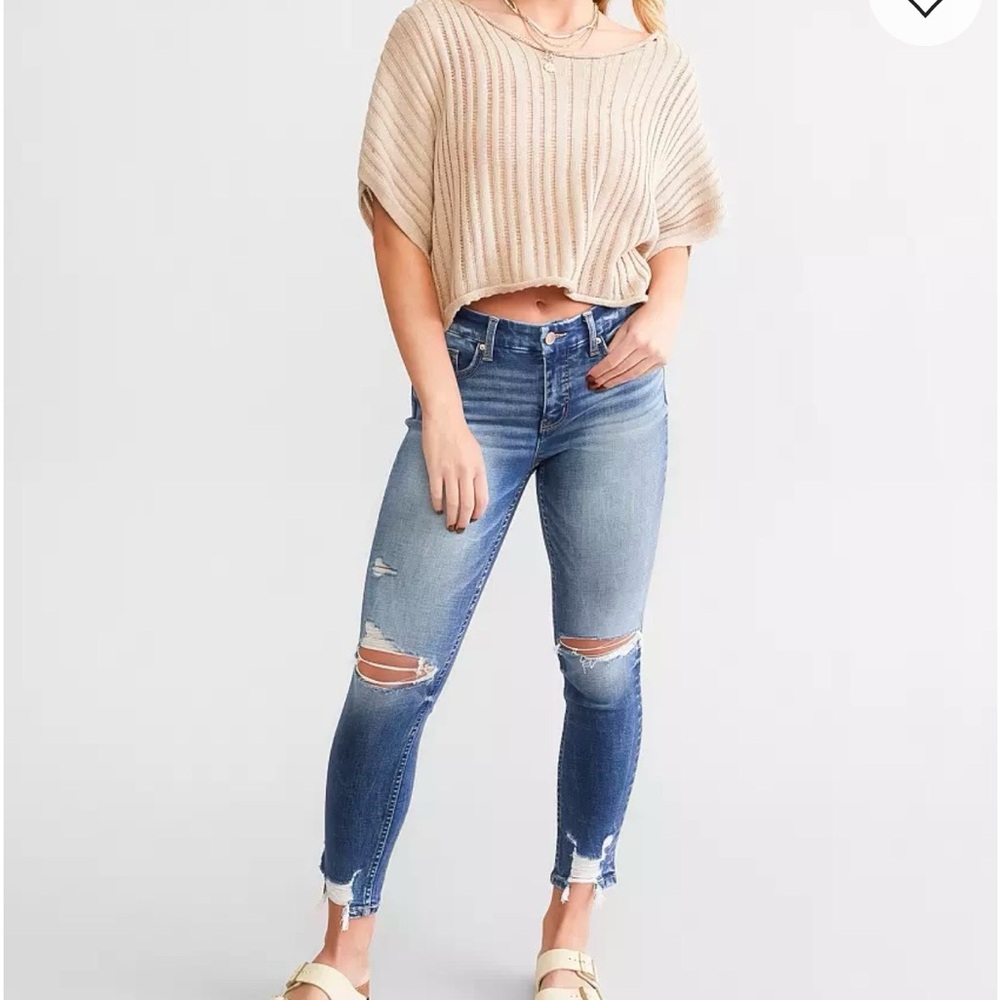 BKE Blue Distressed Ankle Jeans